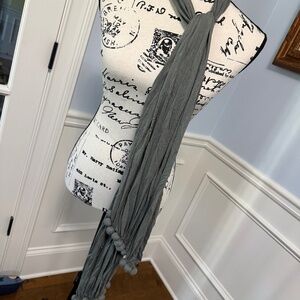 Chico's Pom Pom Scarf, olive/gray NOS
